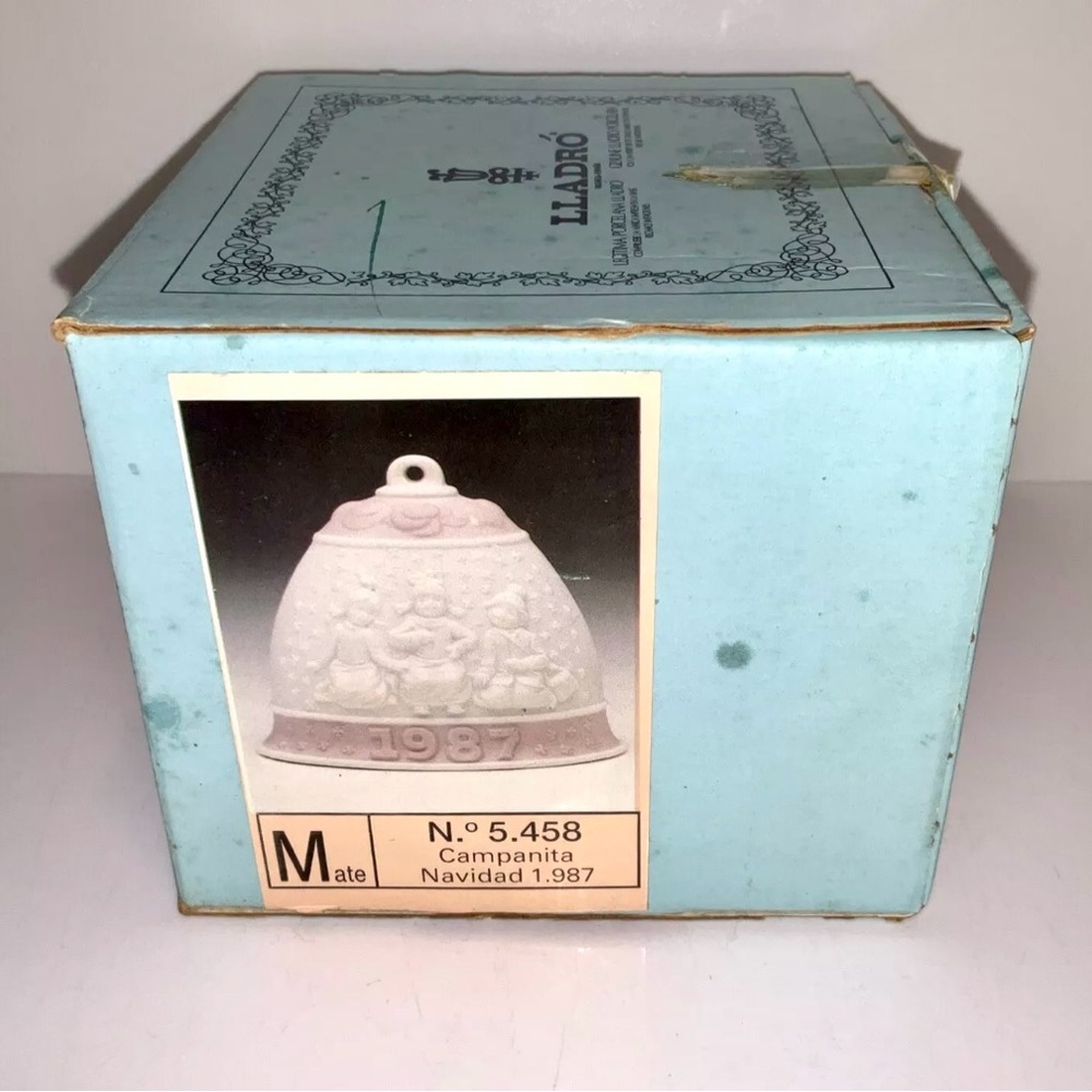 Vintage LLADRO 1987 Bisque Christmas Bell Ornament No 5458